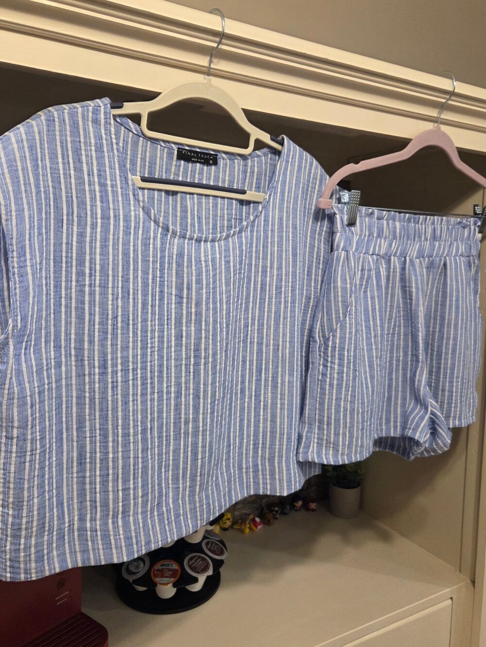 Final Touch Light Blue & White Striped High-Waist Shorts SET!!!